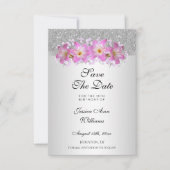 Classy Silver en Belladonna Lilies 18th Birthday Save The Date (Voorkant)