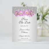 Classy Silver en Belladonna Lilies 18th Birthday Save The Date (Staand voorkant)
