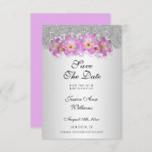 Classy Silver en Belladonna Lilies 18th Birthday Save The Date (Voorkant / Achterkant)