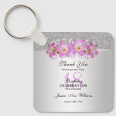 Classy Silver en Belladonna Lilies 18th Birthday Sleutelhanger (Voorkant)