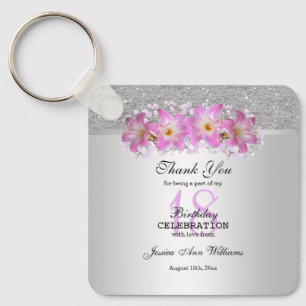 Classy Silver en Belladonna Lilies 18th Birthday Sleutelhanger