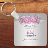 Classy Silver en Belladonna Lilies 18th Birthday Sleutelhanger (Voorkant)