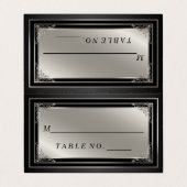 Classy Silver en Black Place Card Visitekaartje (Buitenkant ongevouwen)