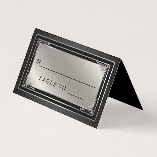 Classy Silver en Black Place Card Visitekaartje (Achterkant)
