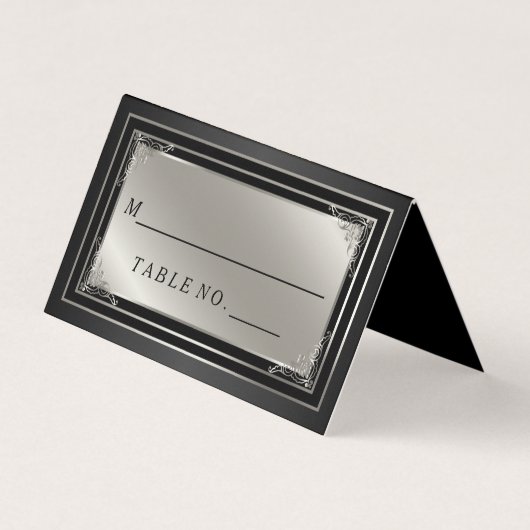 Classy Silver en Black Place Card Visitekaartje (Voorkant)