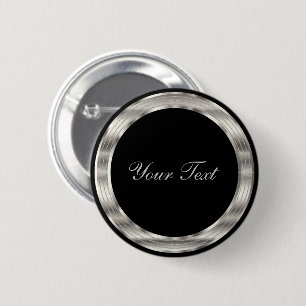 Classy Silver en Black Sjabloon Ronde Button 5,7 Cm