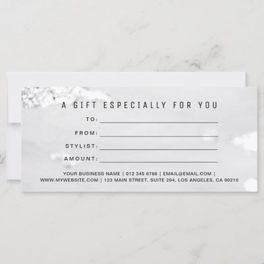 Classy Silver Foil Gift Voucher/Certificate (Achterkant)