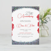 Classy Silver Glitter 25e bruiloft Jubileum Kaart (Staand voorkant)