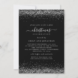 Classy Silver Glitter Black Kerstfeest Kaart