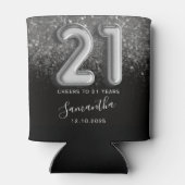 Classy Silver Glitter en Black 21e verjaardag Blikjeskoeler (Achterkant)