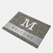 Classy Silver Glitter Kijk Welkome Monogrammen Deurmat (Schuin)