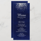 Classy Silver Glitter op Royal Blue Menu (Voorkant / Achterkant)