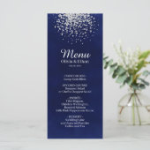 Classy Silver Glitter op Royal Blue Menu (Staand voorkant)