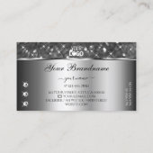 Classy Silver Glitter Sparkle Diamonds en Logo Visitekaartje (Achterkant)