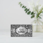Classy Silver Glitter Sparkle Diamonds en Logo Visitekaartje (Staand voorkant)