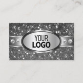 Classy Silver Glitter Sparkle Diamonds en Logo Visitekaartje (Voorkant)