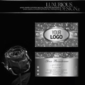 Classy Silver Glitter Sparkle Diamonds en Logo Visitekaartje