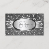 Classy Silver Glitter Sparkle Diamonds Initialen Visitekaartje (Voorkant)