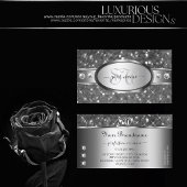 Classy Silver Glitter Sparkle Diamonds Initialen Visitekaartje
