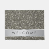 Classy Silver Glitter Welkom Deurmat (Voorkant)