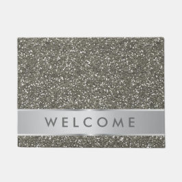 Classy Silver Glitter Welkom Deurmat