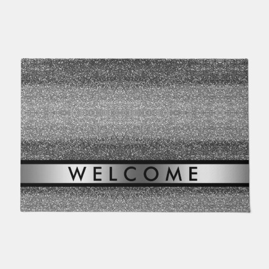 Classy Silver Glitter Welkom Deurmat (Voorkant)