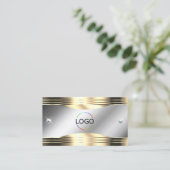 Classy Silver Gold Shiny Diamonds Logo en foto Visitekaartje (Staand voorkant)