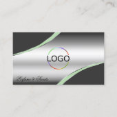 Classy Silver Grey Curved Decor Lines Logo Foto Visitekaartje (Voorkant)