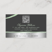 Classy Silver Grey Curved Lines Monogram QR-code Visitekaartje (Achterkant)