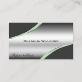 Classy Silver Grey gebogen decor lijnen glinsteren Visitekaartje (Voorkant)