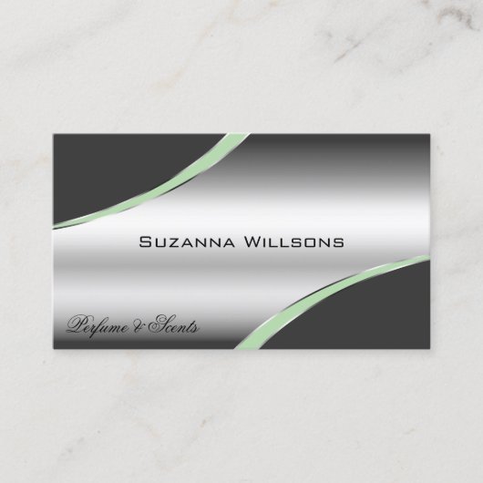 Classy Silver Grey gebogen decor lijnen glinsteren Visitekaartje (Voorkant)