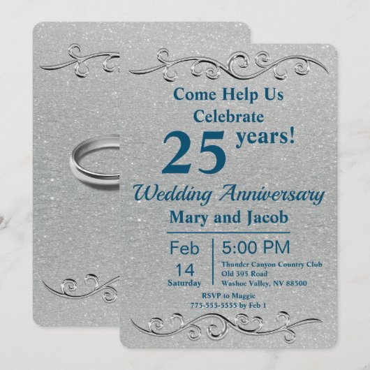 Classy Silver-Jubileum Kaart (Voorkant / Achterkant)