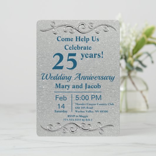 Classy Silver-Jubileum Kaart (Staand voorkant)