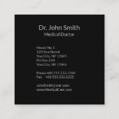 Classy Silver Medical Caduceus op Black Vierkante Visitekaartje (Achterkant)