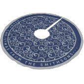 CLASSY SILVER & NAVY BLUE CHRISTMAS DAMASK CUSTOM KERSTBOOM ROK (Gekanteld)