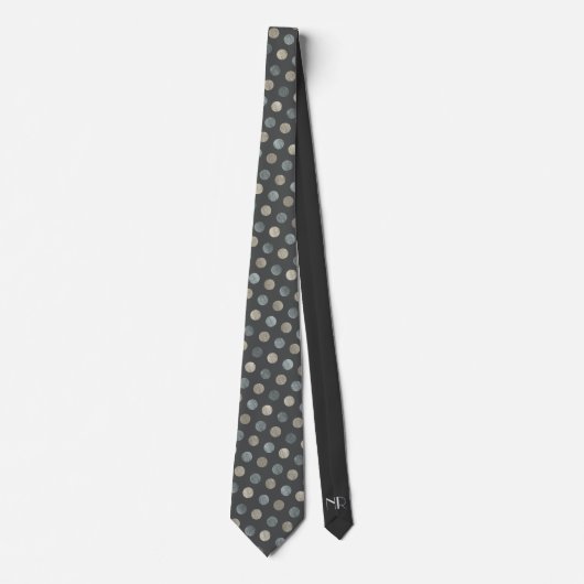 Classy Silver Polka Dot Personalized Charcoal Gray Stropdas (Voorkant)