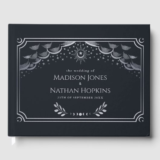 Classy Silver Tarot Kaart Wedding Guest Book Gastenboek (Voorkant)