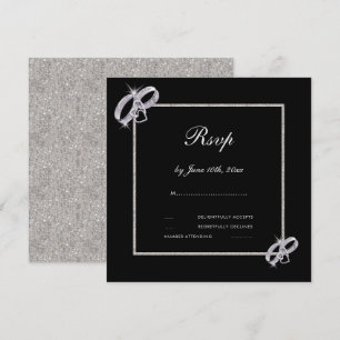 Classy Silver Wedding Rings Wedding Rsvp Kaart