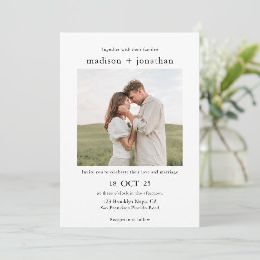 Classy Simple 2 Photo Wedding Kaart (Staand voorkant)