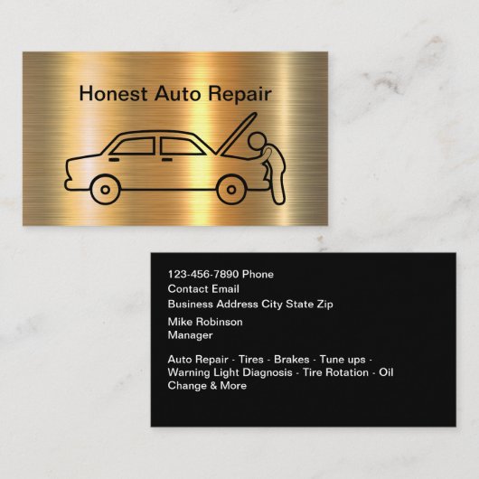 Classy Simple Automotive Repair Service Visitekaartje (Voorkant / Achterkant)
