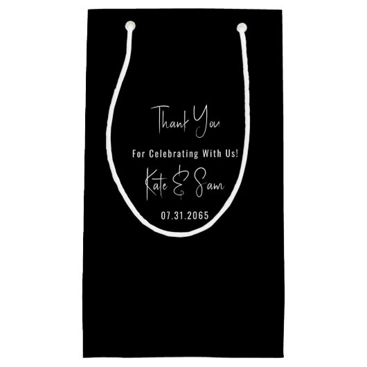 Classy Simple Black and White Wedding Klein Cadeauzakje (Voorkant)