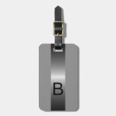 Classy Simple Black Silver Steel Grey Metallic Bagagelabel (Voorkant verticaal)