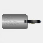 Classy Simple Black Silver Steel Grey Metallic Bagagelabel (Achterkant horizontaal)