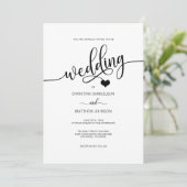 Classy Simple Black & White Heart Wedding Kaart (Staand voorkant)