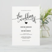 Classy Simple Black & White Heart Wedding Kaart (Staand voorkant)