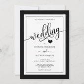 Classy Simple Black & White Heart Wedding Kaart (Voorkant)