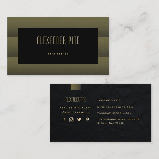 Classy Simple Elegant Black Gold Professional Visitekaartje (Voorkant / Achterkant)