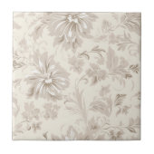 Classy Simple Floral Soft Beige Tegeltje (Voorkant)