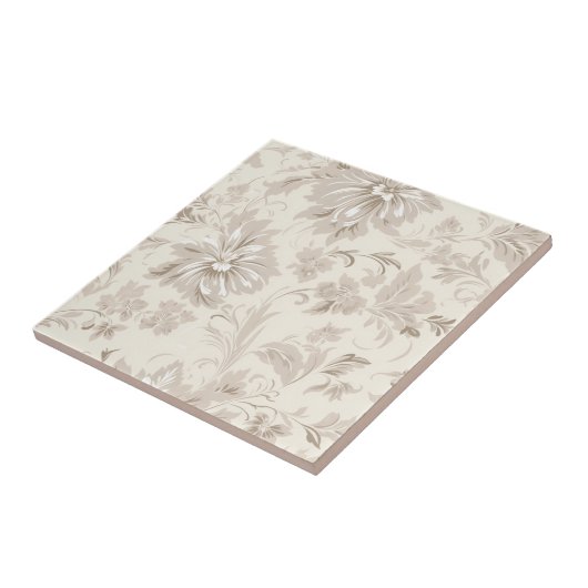 Classy Simple Floral Soft Beige Tegeltje (Zijkant)