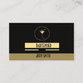 Classy Simple Gold Logo Bartender Visitekaartje (Voorkant)